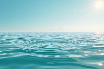 Naklejka premium Serene Ripples on Calm Ocean Water Under Clear Blue Sky and Bright Sunlight