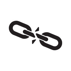 Broken chain link icon symbolizing freedom disconnection and a break in connection representing independence and system vulnerability