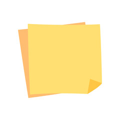 Yellow sticky memo note paper. Organizer, reminder, message concepts. Flat decorative vector design isolated illustration.