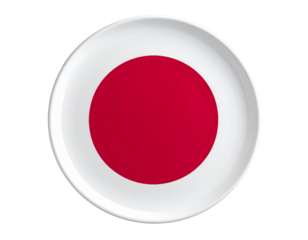 Minimalist Top-Down View of Japan Flag Isolated on Transparent Background