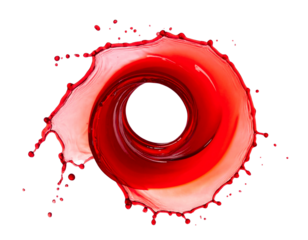  Vibrant Red Curved Liquid Wave with Droplets – Transparent PNG