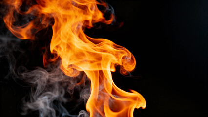 Vibrant orange flames with swirling smoke against a dark background