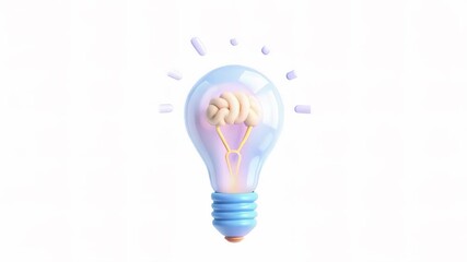 A creative light bulb with a brain element inside, symbolizing innovative ideas and intellect. - Powered by Adobe