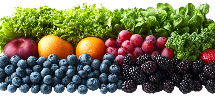 Colorful fresh fruits and vegetables display