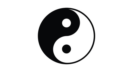 Classic yin yang symbol representing balance harmony and duality in a striking black and white silhouette