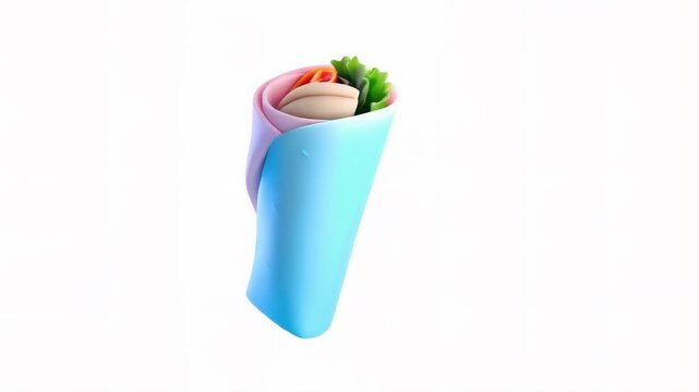A colorful, stylized container holding various food items, showcasing a vibrant and playful design.
