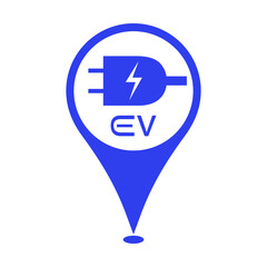 EV car charging marker location icon for Electric vehicle charging station, Electrical plugs on a location map marker icon