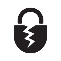 Broken padlock icon symbolizing security breach vulnerability and unauthorized access representing a critical failure in data protection