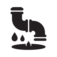 Leaking pipe icon with water drip representing plumbing problem property damage and urgent need for professional maintenance and repair