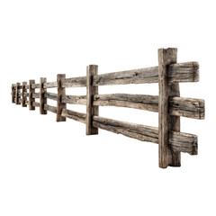 Obraz premium Rustic wooden fence, old wood fence, weathered fence, wooden barrier isolated on Transparent Background