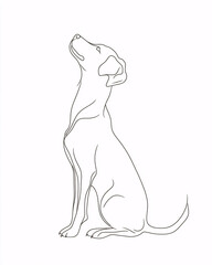 Obraz premium Minimalist one line drawing of a sitting dog, continuous line art sketch of a canine on white background 