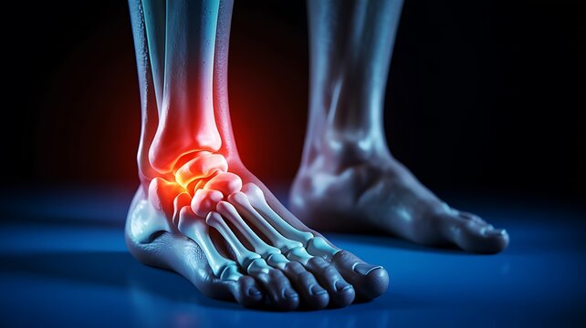 Anatomical Illustration of Injured Ankle and Foot Bones