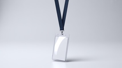 Blank ID Badge Holder with Dark Blue Lanyard
