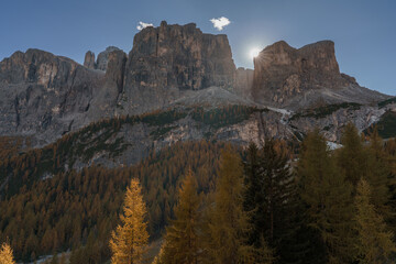 Beautiful mountain landscape on Passo Gardena in South Tyrol, Italy