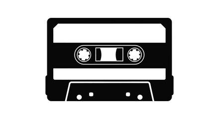 Retro audio cassette tape silhouette for music and nostalgia themes