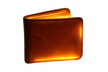 Glowing wallet symbolizing financial wealth, success, and prosperity on a transparent background