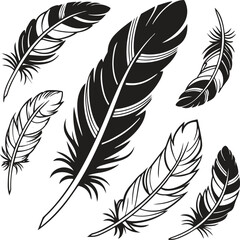 Obraz premium Vintage feather seamless pattern vector illustration with light fluffy bird plumes and elegant quill drawings