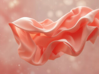 自然光に揺れるパステルコーラルの柔らかな布のモーションブラー背景