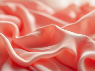 自然光に揺れるパステルコーラルの柔らかな布のモーションブラー背景