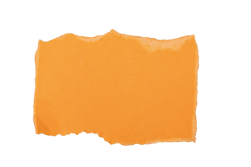 Un morceau de carton brut rectangle et orange sur un fond transparent. Un espace de copie.