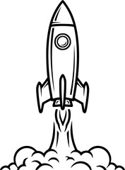 Obraz premium a sketch of a rocket, outlines, vector illustration