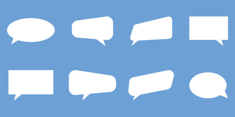 Isolated massage-box icons on blue background. Vector bubble message-box icon on blue page. Chat-box set. Modern isolated massage box sets. EPS 10. 