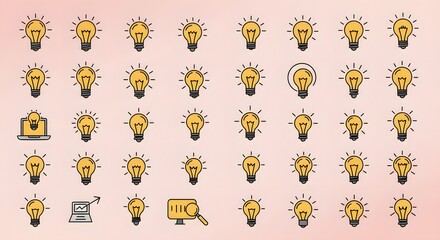 Conceptual idea light bulbs and business graphics on a gradient background