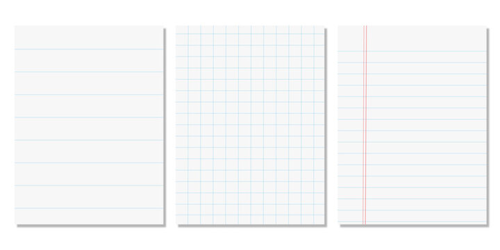 lined paper sheet in white background