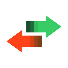 Gradient green and red arrows. Financial, profit, growth, loss, business concepts. Flat vector isolated design illustration.