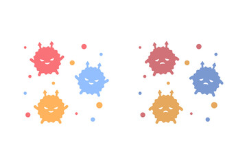 Colorful virus and bacteria set. Healthcare, medical, disease, illness concepts. Flat cartoon character vector design isolated illustration.