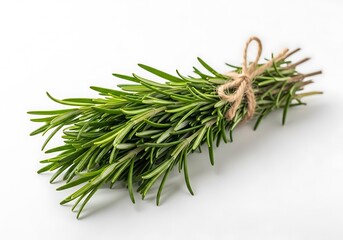 Fresh rosemary bunch isolated on white background, an aromatic herb ingredient