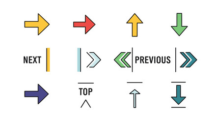 Navigation icons set with transparent background