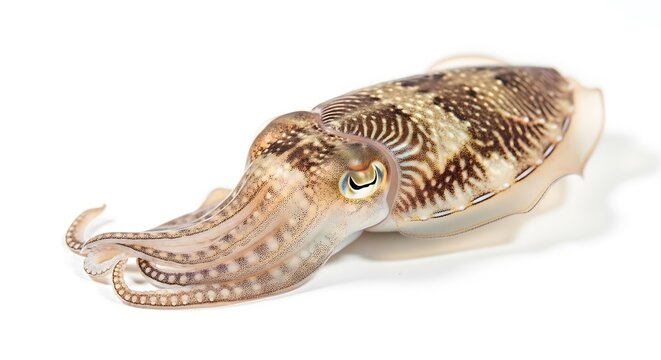 Live cuttlefish isolated on white background, ready to be prepared