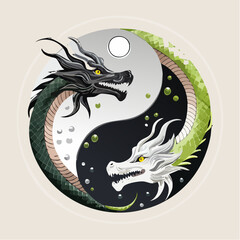 Eternal Balance of the Twin Dragons: The Yin and Yang Harmony of Light and Shadow in Cosmic Energy Flow

