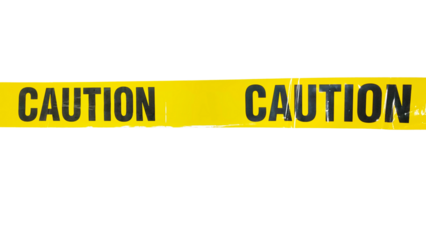 Bright yellow caution tape featuring bold black lettering, signaling a warning or hazard