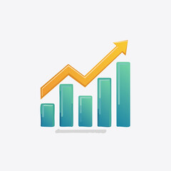 Rising Bar Graph with Arrow Indicating Growth.