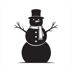 Snowman Silhouette Vector Illustration Icon
