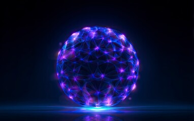 Mesmerizing abstract 3D render of a vibrant, glowing blue and purple sphere, radiating energy and futuristic design, perfect for modern technology and science concepts.