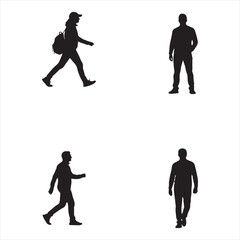 People Silhouette Vector Set – Walking and Standing Figures