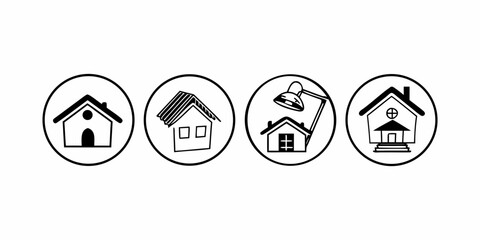 Home icons set. House symbol. A real estate objects and houses black flat and line vector collection isolated on transparent background. Investment, residential building, city, apartment.
