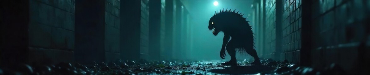 Shadowy Creature Lurks in the Darkness A Terrifying Image of Supernatural Horror