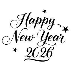 Obraz premium Happy New Year 2026 Calligraphy Greeting with Festive Stars Vector illustration