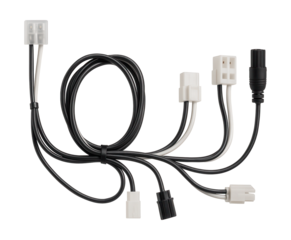 Wire harnesses for ceiling fan setups in living rooms, ensuring tidy wire management.