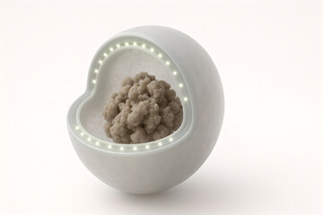 Photorealistic 3D medical illustration of autophagy, initiation at ER omegasome with curved phagophore membrane budding, Atg/ULK complex suggested as subtle protein clusters