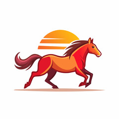 Fototapeta premium Running Horse Silhouette Against a Sunset.