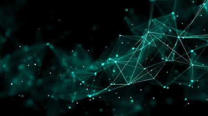 Dynamic abstract background featuring interconnected polygonal shapes and vibrant digital connections, perfect for modern tech, science, or business presentations and futuristic concepts.