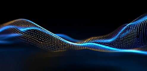 Dynamic abstract blue background with a wave of dots and lines, creating a modern and vibrant design perfect for digital art, web design, or professional presentations