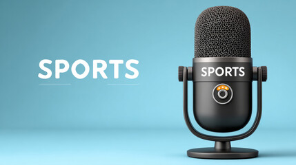 International sports journalist day celebration concept with microphone for broadcasting