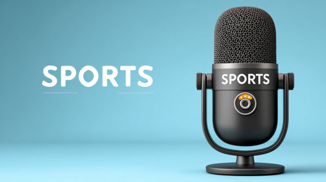 International sports journalist day celebration concept with microphone for broadcasting