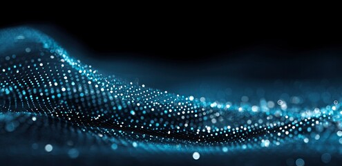 Dynamic blue abstract background with a wave of dots and lines creating a modern, vibrant design, perfect for digital projects and website layouts.